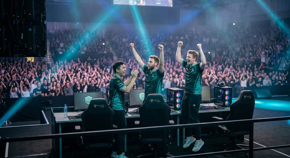 PacketLoss players celebrating on stage